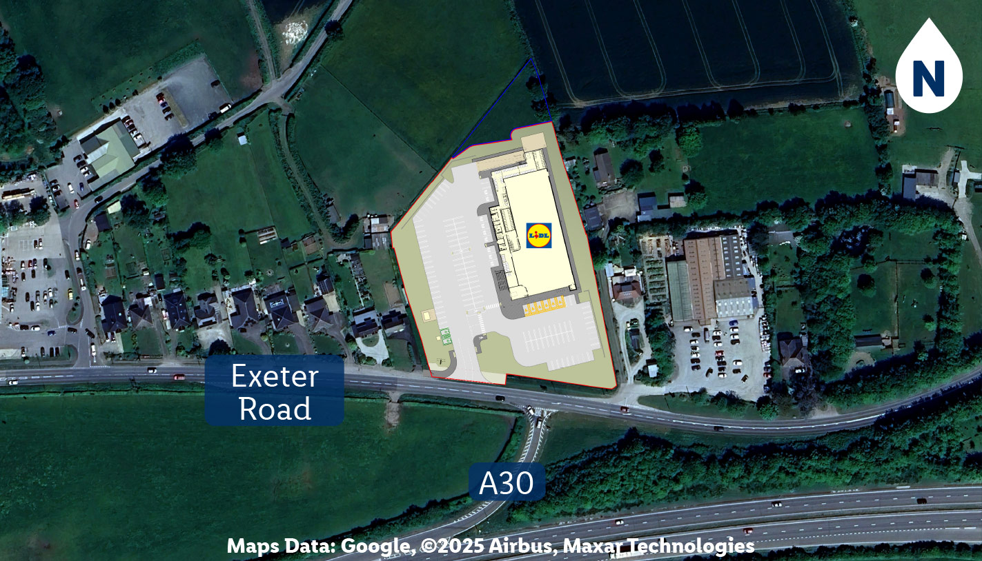 aerial photograph of the site with the proposed store